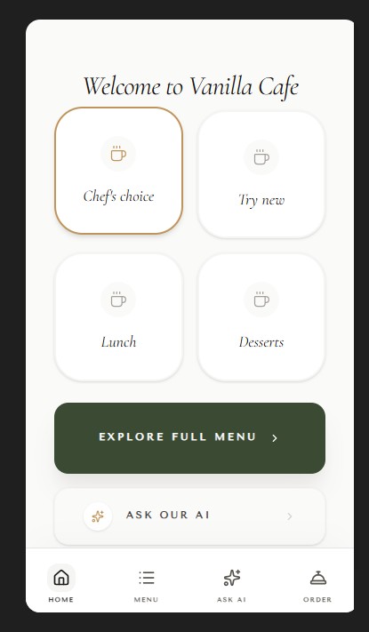 The welcome screen offers direct menu paths and an optional conversational route.