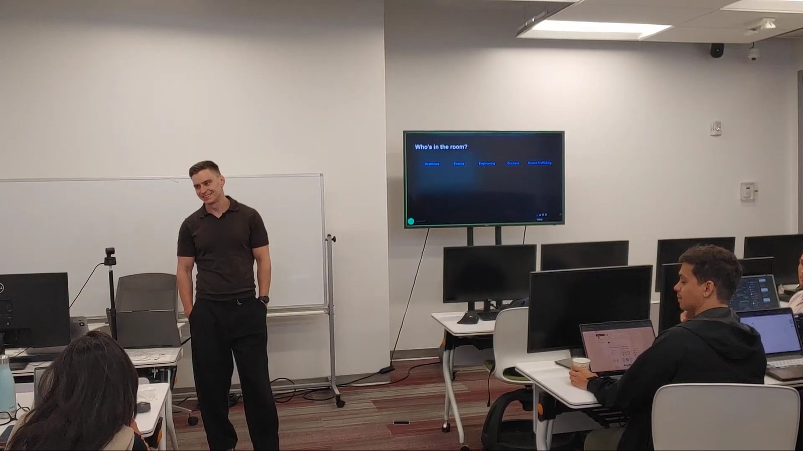 Ihor Parinov opening the Making AI Useful guest lecture at Atlantis University